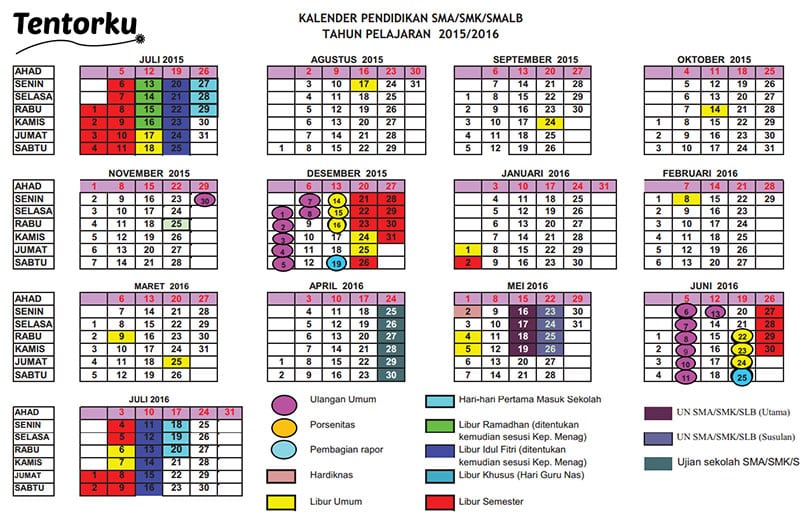 Kalender Pendidikan SMA/SMK/SMALB 2016