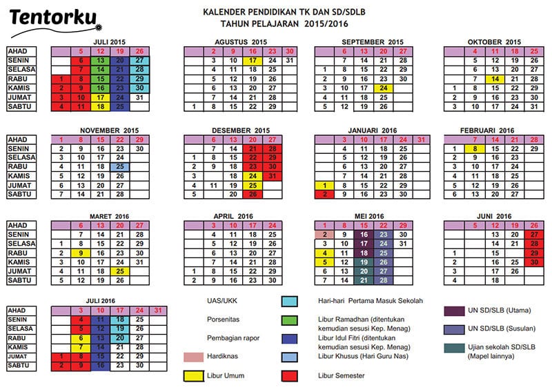 Kalender Pendidikan TK SD SLB 2016
